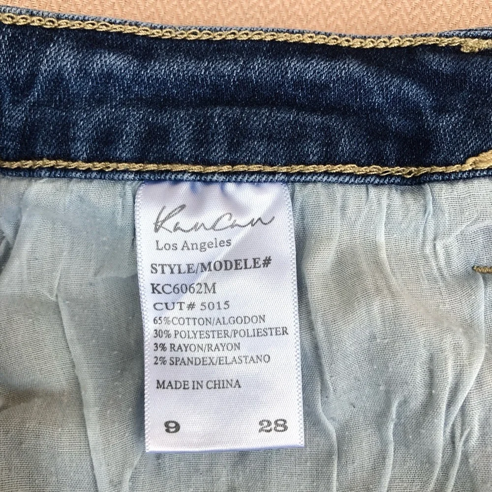 KanCan Stretchy Cotton Distressed Raw Hem Medium Wash Mini Jean Skirt 9/28